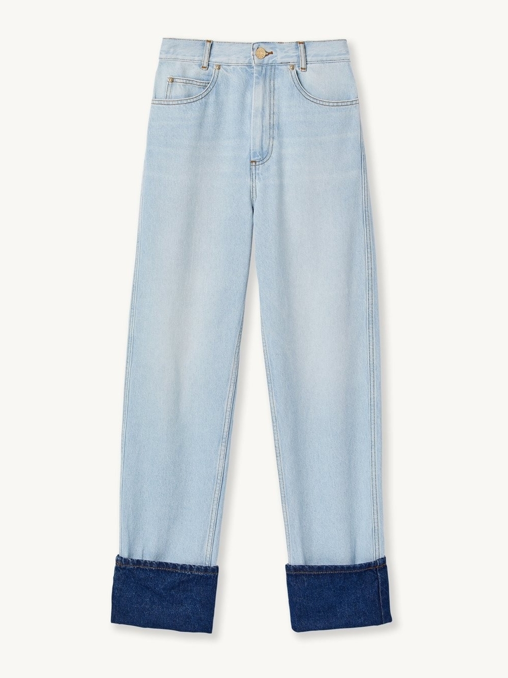 Sandro Light Wash Dark Cuff Jeans